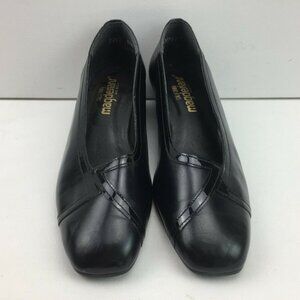 Magdesians California Womens Black Leather Patent Trim Dress Shoes Size 8.5W